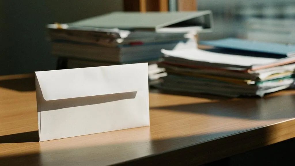 Enveloppe lumineuse se détachant nettement d'une pile de documents flous, symbolisant une candidature qui traverse tous les filtres pour être enfin lue