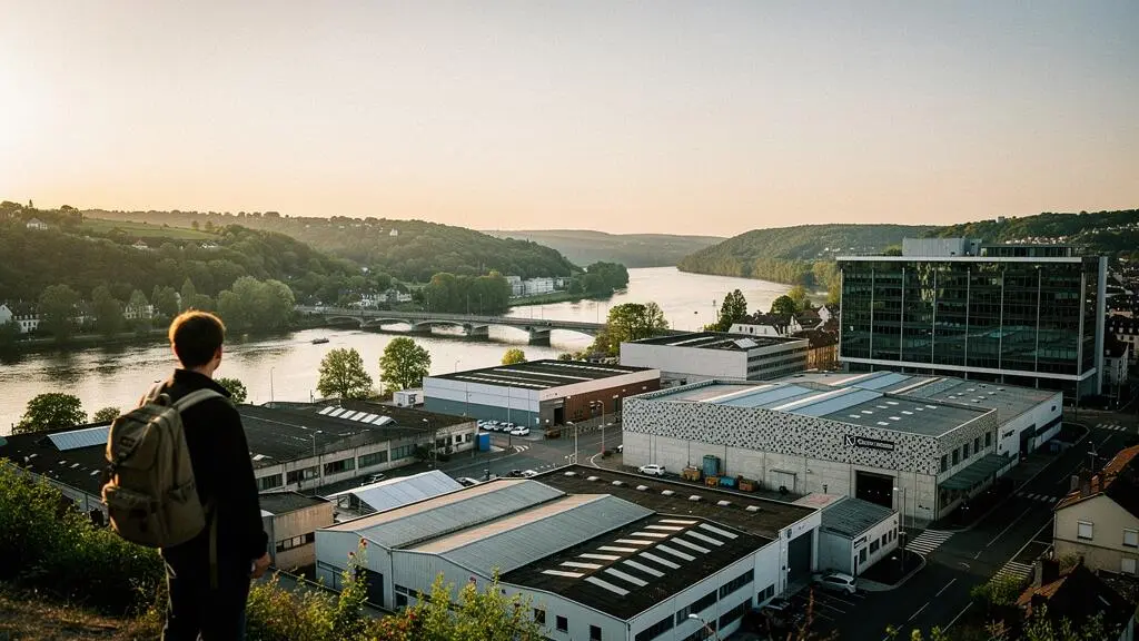 Paysage français symbolisant les opportunités d'emploi cachées entre zones rurales industrielles et métropoles
