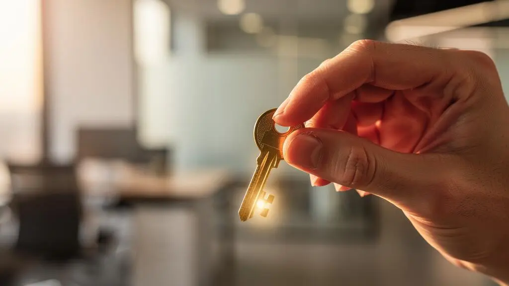 Un salarie tenant symboliquement une cle lumineuse representant la decouverte de ses droits professionnels meconnus